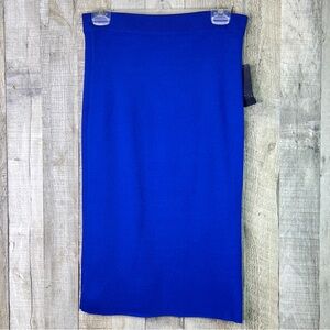 Rachel Rachel Roy Size Large Blue Stretch Knit Pencil Skirt (Flawed 3 tiny snag)
